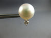 LARGE .10CT DIAMOND & AAA SOUTH SEA PEARL 18K WHITE GOLD SOLITAIRE STUD EARRINGS