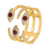 LARGE .41CT DIAMOND & AAA RUBY 14K YELLOW GOLD MULTI ROW LUCKY EVIL EYE FUN RING