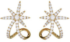 1.66CT DIAMOND 18KT YELLOW GOLD SNOWFLAKE STARBURST 3D UMBRELLA HANGING EARRINGS