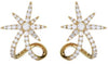 1.66CT DIAMOND 18KT YELLOW GOLD SNOWFLAKE STARBURST 3D UMBRELLA HANGING EARRINGS