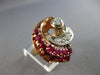 ANTIQUE LARGE 1.95CT DIAMOND & AAA RUBY 14KT ROSE GOLD CLASSIC FUN RING #27945