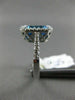 ESTATE WIDE 4.14CT DIAMOND & AAA BLUE TOPAZ 14KT WHITE GOLD HALO ENGAGEMENT RING