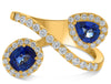 LARGE 2.10CT DIAMOND & AAA SAPPHIRE 14KT YELLOW GOLD CRISS CROSS SOLITAIRE RING