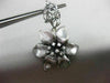 ESTATE LARGE .42CT ROUND DIAMOND 14KT BLACK GOLD 3D FLOWER LEAF HANGING EARRINGS