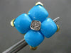ESTATE LARGE .20CT DIAMOND & AAA TURQUOISE 18KT YELLOW GOLD 3D FILIGREE EARRINGS