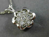 ESTATE .45CT DIAMOND 14KT WHITE GOLD FLOATING BEZEL CLUSTER FLOWER PENDANT #6378
