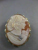 LARGE ANTIQUE DIAMOND HABILLE LADY CAMEO 14KT YELLOW GOLD PIN PENDANT #21229
