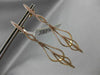 ESTATE LARGE & LONG .69CT DIAMOND 18KT ROSE GOLD 3D MULTI LEAF HANGING EARRINGS