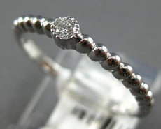.06CT DIAMOND 14K WHITE GOLD CLASSIC SOLITAIRE FILIGREE MILGRAIN BEADED FUN RING