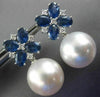 LARGE 5CT DIAMOND & AAA SAPPHIRE SOUTH SEA PEARL 18KT WHITE GOLD FLOWER EARRINGS