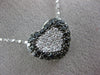 ESTATE 1.22CT WHITE & BLACK DIAMOND 14K WHITE GOLD LOVE HEART PENDANT CHAIN #586