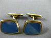 ESTATE AAA BLUE CHALCEDONY 18KT YELLOW GOLD 3D CLASSIC SQUARE MEN'S CUFFLINKS