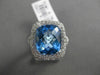 ESTATE LARGE 7.15CTW DIAMOND & AAA BLUE TOPAZ 14KT WHITE GOLD FILIGREE FUN RING