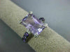 LARGE 4.17CT DIAMOND & AAA AMETHYST 14K WHITE GOLD ROUND & EMERALD FILIGREE RING