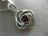 ESTATE LARGE 2.13CT DIAMOND RUBY 18K WHITE GOLD SQUARE SWIRL DOUBLE HALO PENDANT