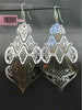 ESTATE LARGE .60CT DIAMOND 14K WHITE GOLD 3D PAVE OPEN FILIGREE HANGING EARRINGS