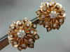 ESTATE LARGE 1.47CT DIAMOND 18K ROSE GOLD 3D FLOWER HANDCRAFTED CLIP ON EARRINGS