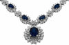 5.90CT DIAMOND & AAA SAPPHIRE 14KT WHITE GOLD ROUND & OVAL MULTI FLOWER NECKLACE|WC4683S-1