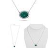 2.98CT DIAMOND & AAA EMERALD 14K WHITE GOLD OVAL & ROUND SOLITAIRE LOVE NECKLACE