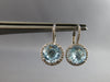 5.30CT DIAMOND & AAA BLUE TOPAZ 14KT WHITE GOLD HALO LEVERBACK HANGING EARRINGS