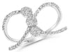 ESTATE WIDE .35CT DIAMOND 14KT WHITE GOLD 3D CLUSTER FLOWER INFINITY FUN RING