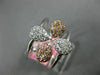 LARGE .41CT WHITE & PINK DIAMOND 18KT TRI COLOR GOLD MULTI ROW FLOWER FUN RING