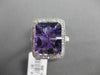ESTATE LARGE 4.96CTW DIAMOND & AAA AMETHYST 14KT WHITE GOLD FILIGREE HALO RING