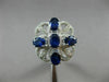 ESTATE LARGE 2.48CT DIAMOND & SAPPHIRE 18K WHITE GOLD 3D SQUARE FLOWER LOVE RING