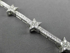 ESTATE WIDE 1.25CT DIAMOND 14KT WHITE GOLD STAR FILIGREE BRACELET BEAUTIFUL!!