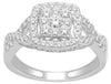 ESTATE .75CT DIAMOND 14KT WHITE GOLD 3D SQUARE CLUSTER ROUND INFINITY LOVE RING