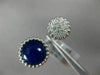 ESTATE .36CT DIAMOND & AAA CABOCHON LAPIS 14KT WHITE GOLD 3D CLUSTER ROUND RING
