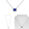 1.19CT DIAMOND & AAA SAPPHIRE 14K WHITE GOLD EMERALD CUT SOLITAIRE LOVE NECKLACE