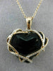 ESTATE .35CT DIAMOND & ONYX 14KT ROSE GOLD 3D HANDCRAFTED HEART FLOATING PENDANT