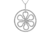ESTATE .70CT DIAMOND 14KT WHITE GOLD 3D CIRCLE OF LIFE FLOWER FLOATING PENDANT