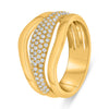 ESTATE WIDE .50CT DIAMOND 14KT YELLOW GOLD 3D ROUND MULTI ROW V SHAPE FUN RING