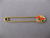 ESTATE GREEN AND RED ENAMEL 14KT YELLOW GOLD 3D FUN SAFETY BABY HOUSE PIN #27402