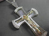 ESTATE EXTRA LARGE .45CT DIAMOND 14K WHITE & YELLOW GOLD 3D CROSS PENDANT #12476