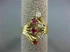 ANTIQUE WIDE .42CT DIAMOND & RUBY 14K YELLOW GOLD FILIGREE COCKTAIL RING #21467