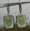 ESTATE LARGE 2.15CT DIAMOND & TOPAZ 18KT BLACK GOLD RECTANGULAR HANGING EARRINGS