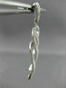ESTATE LARGE 1.19CT ROUND DIAMOND 18KT WHITE GOLD 3D WAVE LEAF HANGING EARRINGS
