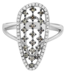 .55CT WHITE & CHOCOLATE FANCY DIAMOND 14K WHITE GOLD MULTI ROW BY THE YARD RING