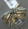 ESTATE WIDE .41CT DIAMOND 14KT WHITE & ROSE GOLD MULTI ROW CRISS CROSS LOVE RING