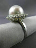 ESTATE LARGE 1.40CT DIAMOND & AAA SOUTH SEA PEARL 18KT WHITE GOLD HALO FUN RING