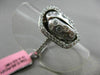 ESTATE LARGE .65CT DIAMOND 18KT WHITE GOLD 3D NUGGET HALO MATTE & SHINY FUN RING