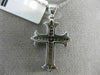 ESTATE .20CT DIAMOND 14KT WHITE GOLD 3D CLASSIC FILIGREE MILGRAIN CROSS PENDANT