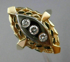 ANTIQUE .10CT DIAMOND 14KT WHITE & YELLOW GOLD 3 STONE ETOILE FLORAL RING #21030