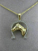 ESTATE .19CT DIAMOND 14KT WHITE & YELLOW GOLD HORSE SHOE LUCKY FLOATING PENDANT