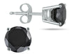 ESTATE 5.0CT BLACK DIAMOND 14KT WHITE GOLD CLASSIC SOLITAIRE ROUND STUD EARRINGS