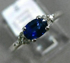 ESTATE .71CT DIAMOND & AAA OVAL SAPPHIRE 14KT WHITE GOLD FRIENDSHIP PROMISE RING