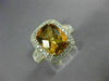 EXTRA LARGE 3.40CT DIAMOND & AAA CITRINE 14KT 2 TONE GOLD CUSHION FILIGREE RING